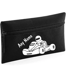 Go Cart Name Black Personalised Kids Childs School Pencil Case Xmas - Picture 1 of 12