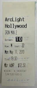 Iron Man 2 Movie Ticket 5.10.2010 ArcLight Hollywood Robert Downey Jr Paltrow - Bild 1 von 2