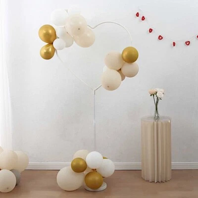 2 WHITE Heart Shaped Plastic BALLOON ARCH STAND Kit Party Events Decorations - Image 1 of 4