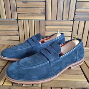 Men's Blue Suede Loafers Italian UK 10 Geox Respirator EU44 Immaculate FREE P&P - Picture 1 of 8