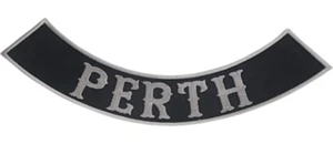 PERTH Rocker Emblem Patches Vest Jacket Motorcycle Big Bottom Bike Patches - Foto 1 di 1