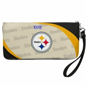 NFL Pittsburgh Steelers Curve Zipper Organizer Women Wallet - Picture 1 of 5