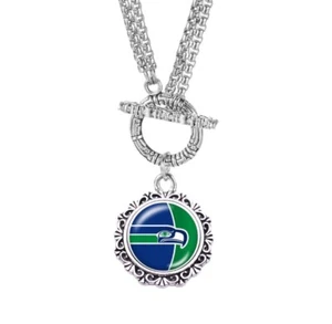 New Football Charm Toggle Necklace Stainless Steel - Picture 1 of 2
