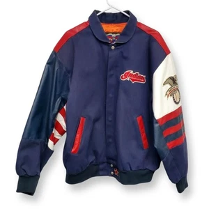 Giacca di pelle vintage MLB Cleveland Indians XL Jeff Hamilton Chief Wahoo - Foto 1 di 21