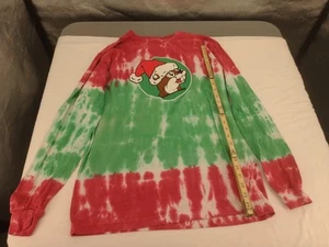Buc-ees XL Red Green White Tie Dye Christmas Long Sleeve Tshirt Beaver #AB12 - Picture 1 of 7