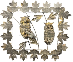 Arte de pared vintage BRUTALISTA BÚHO METAL ESCULTURA colgante MCM Boho Hong Kong - Imagen 1 de 9