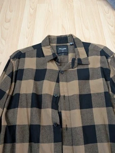 Only & SONS Buttoned Long Sleeve Shirt Medium Slim Fit Brown And Black - Picture 1 of 6