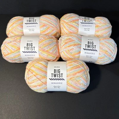 LOT OF 5, Joann Big Twist Menagerie Yarn, Rosy Maple Moth Variegated NEW - Image 1 of 4