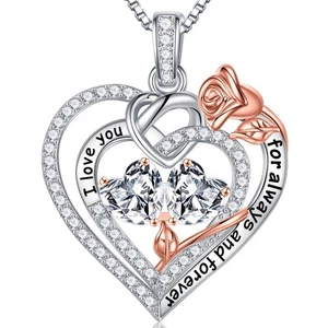Birthstone Necklace for Women - April Birthstone Necklace, Diamond Necklace f... - Picture 1 of 8