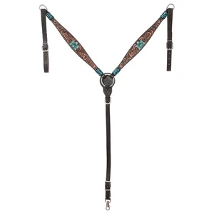 RK HILASON Western Horse Headstall Breast Collar Set American Leather FloralTan - Picture 1 of 14