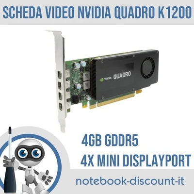 Scheda Video NVIDIA QUADRO K1200  per PC DESKTOP  4Gb GDDR5 4x Mini DisplayPort - Immagine 1 di 3