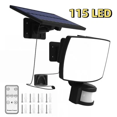 Außenleuchte Solar LED mit Bewegungsmelder Fluter Wandlampe Strahler Sensor IP65 - Bild 1 von 4