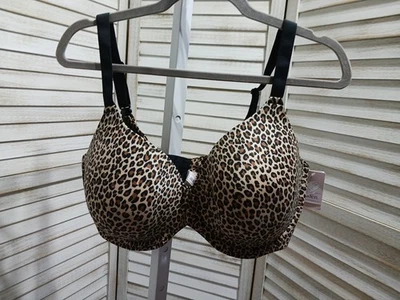 Auden Mujer Sujetador 40DDD Negro Marrón Estampado Animal Cobertura Completa Camiseta Con Aros  Foto 1 de 4