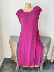 Maxi abito Chicos Travelers taglia 1 rosa rosa MP M Petite 8 manica ad aletta aderente - Foto 1 di 9
