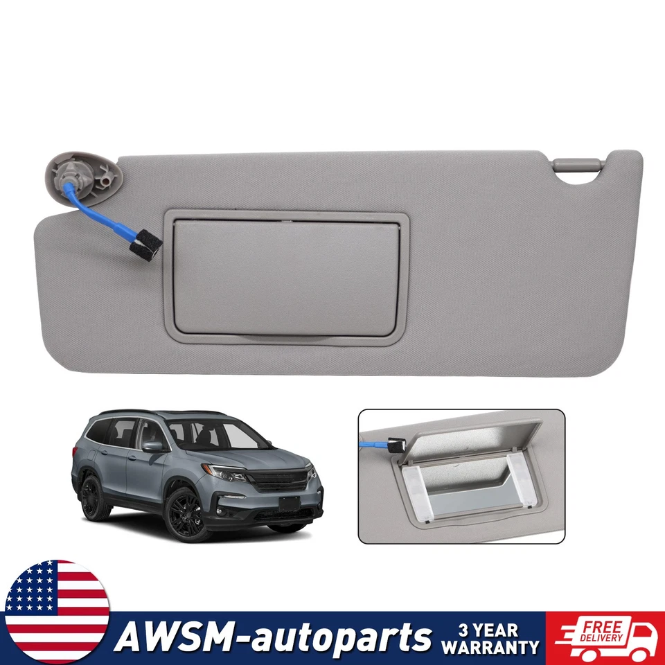 For 2017-2023 Honda Pilot Left Driver Gray Sun Visor w/ light RTL 83280TG7A12ZB - Image 1 of 4