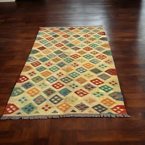 Handwoven Afghan Chobi Kilim Rug Pure Wool Flatweave Tribal Boho Decor Carpet - Picture 1 of 7