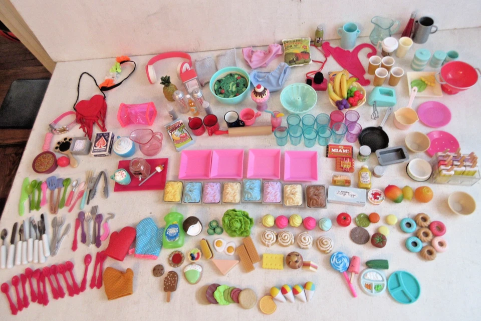 Lote de juguetes accesorios utensilios comida y platos muñeca 18" paquete de juguetes Foto 1 de 4