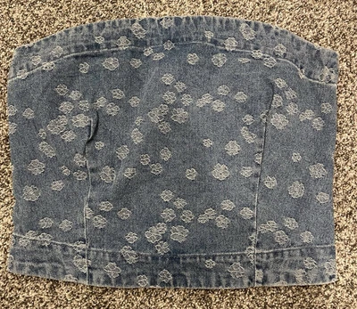 Top de mezclilla Jacquard Vera Moda para mujer talla grande tubo sin tirantes cambray nuevo con etiquetas Foto 1 de 4