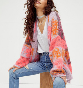 Free People Cardigan Acrylic Floral 