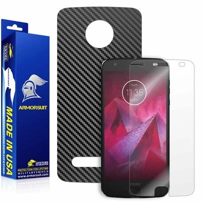 ArmorSuit MilitaryShield Moto Z2 Force Screen Protector + Black Carbon Fiber USA - Image 1 of 4