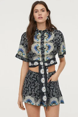 H&M Estampado Lino Shorts Consciente Exclusivo Premium Calidad Floral 12 8 - Imagen 1 de 4