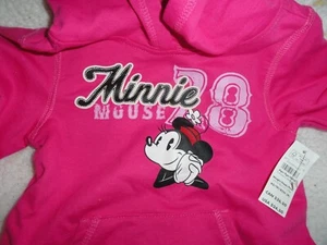 XS Size 4 Girls Minnie Mouse Pink Pink Hooded Sweatshirt Disney Store NWT - Picture 1 of 2