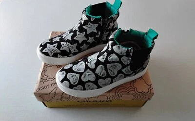 NUEVO CHOOZE Niños Talla 12 Parte Superior Alta Negro Gris Cremallera Tenis Zapatos Rocket Scribble Foto 1 de 4