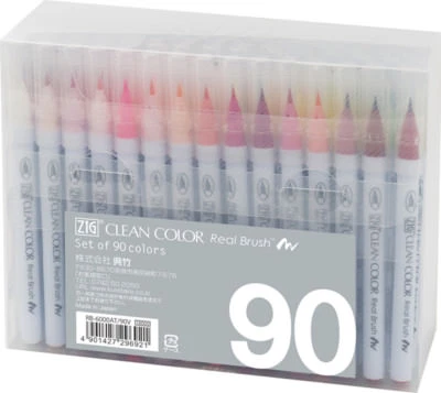 Kuretake ZIG Clean Color Real Brush FUDE With Beautiful Washi letter paper JAPAN - Image 1 of 4