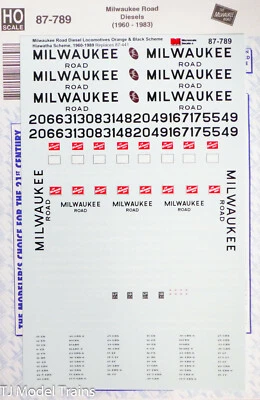 Microscale Decal #87-789 Milwaukee Road Diesels (1960-1983) Water Slide Decal - Image 1 of 2