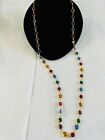 Multi Color Austrian Made In USA Crystal Bezel Set Station Bead Necklace