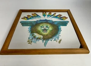 Vtg VAN HALEN 1982 Carnival Prize Mirror Glass Wood Framed Lion Design 80s Rock - Picture 1 of 8
