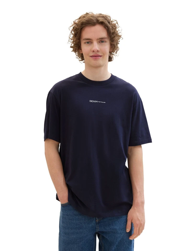 TOM TAILOR DENIM T-Shirt Détendu Imprimé - Détendu Coupe S M L XL XXL Bleu - Photo 1/1