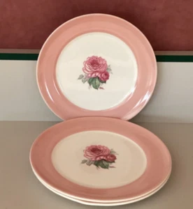 VTG American Limoges candle light Dustitone Rose Luncheon Plates 9 1/4” set of 5 - Picture 1 of 5