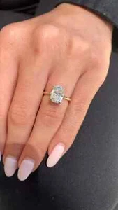 2Ct Cushion Cut IGI Certified Lab Grown Diamond Wedding Ring 14K Yellow Gold - Picture 1 of 8