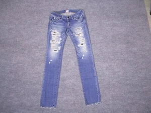 PRPS Jeans Womens 28x34 Blue Denim Distressed Destroyed Grunge Pants - Picture 1 of 10