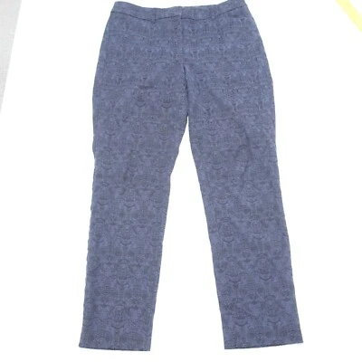 Pantalones al tobillo White House Black Market para mujer 4 azules poliéster texturizado calce ajustado Foto 1 de 4