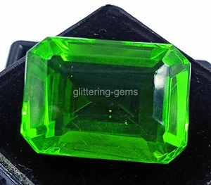 Top Quality 39.15 Ct Certified Green Moldavite Emerald Shape Loose Gemstone 4AUY - Picture 1 of 6