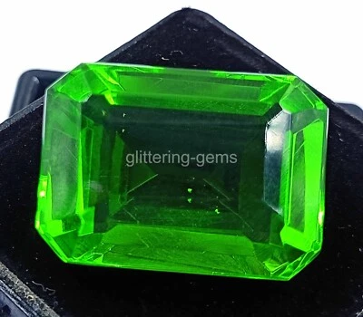 Top Quality 39.15 Ct Certified Green Moldavite Emerald Shape Loose Gemstone 4AUY - Image 1 of 4