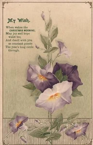 1911 VINTAGE Embossed Morning Glory Purple Trumpet Flower POSTCARD to Guildford - Bild 1 von 3