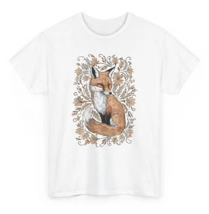 Aesthetic Fox Lover T-shirt - Artistic Animals Cottagecore Graphic Tee - Picture 1 of 53