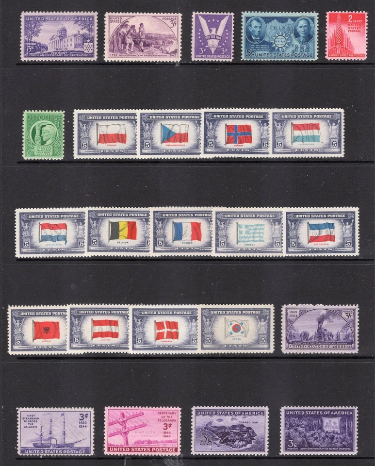 US USA 1941 1942 1943 1944 COMPLETE NH YEAR SETS 903-26 926 (24v) -Free USA Ship - Image 1 of 1