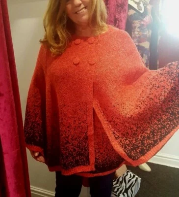 Cape Brand New From Paris Red/black. Cosy & Stylish RRP £79 Size8-18 ❤  - Image 1 of 3