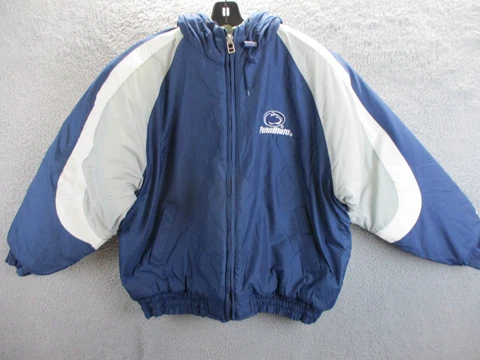 VTG Penn State Jacket Mens Large Blue Puffer Logo 7 Nittany Lions NCAA Football Cover