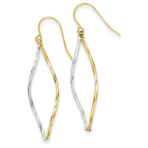 14k Two-tone Gold Twist Dangle Earrings YE1511 - Picture 1 of 1