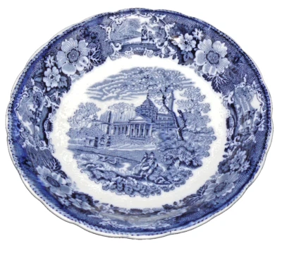 Flow Blue Antique W. Adams Venetian Scenery Transferware 8.75" Bowl - Image 1 of 4