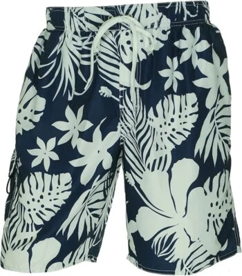 Nuevo Newport Azul Para Hombre Poliéster Estampado Board Shorts, Azul Marino, Mediano Foto 1 de 2