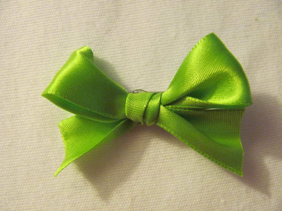 Green Satin Dog Puppy Pet Hair Bow Ribbon on Alligator Clip - Image 1 of 1