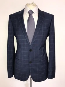 HUGO BOSS - Mens Slim Fit BLUE Check WOOL SUIT - 38 Reg - W32 L31 - GORGEOUS - Picture 1 of 12