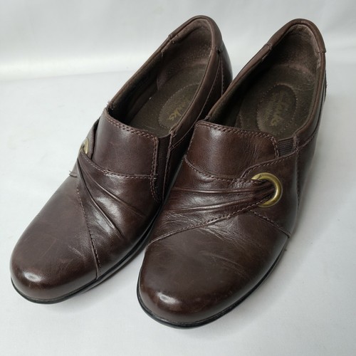 Scarpe donna Clarks pieghevoli mocassini slip on in pelle taglia 6 5 marrone Wish Trance