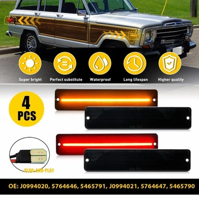 Front+Rear Side Amber/ Red LED Marker Lights For Jeep CJ5 CJ6 CJ7 Grand Wagoneer Foto 1 de 4